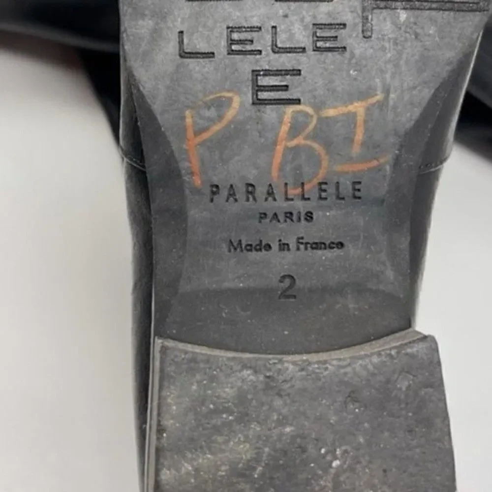 Parallele Paris France womans thigh high flat boots black leather UK 2 Us4 BoxE
